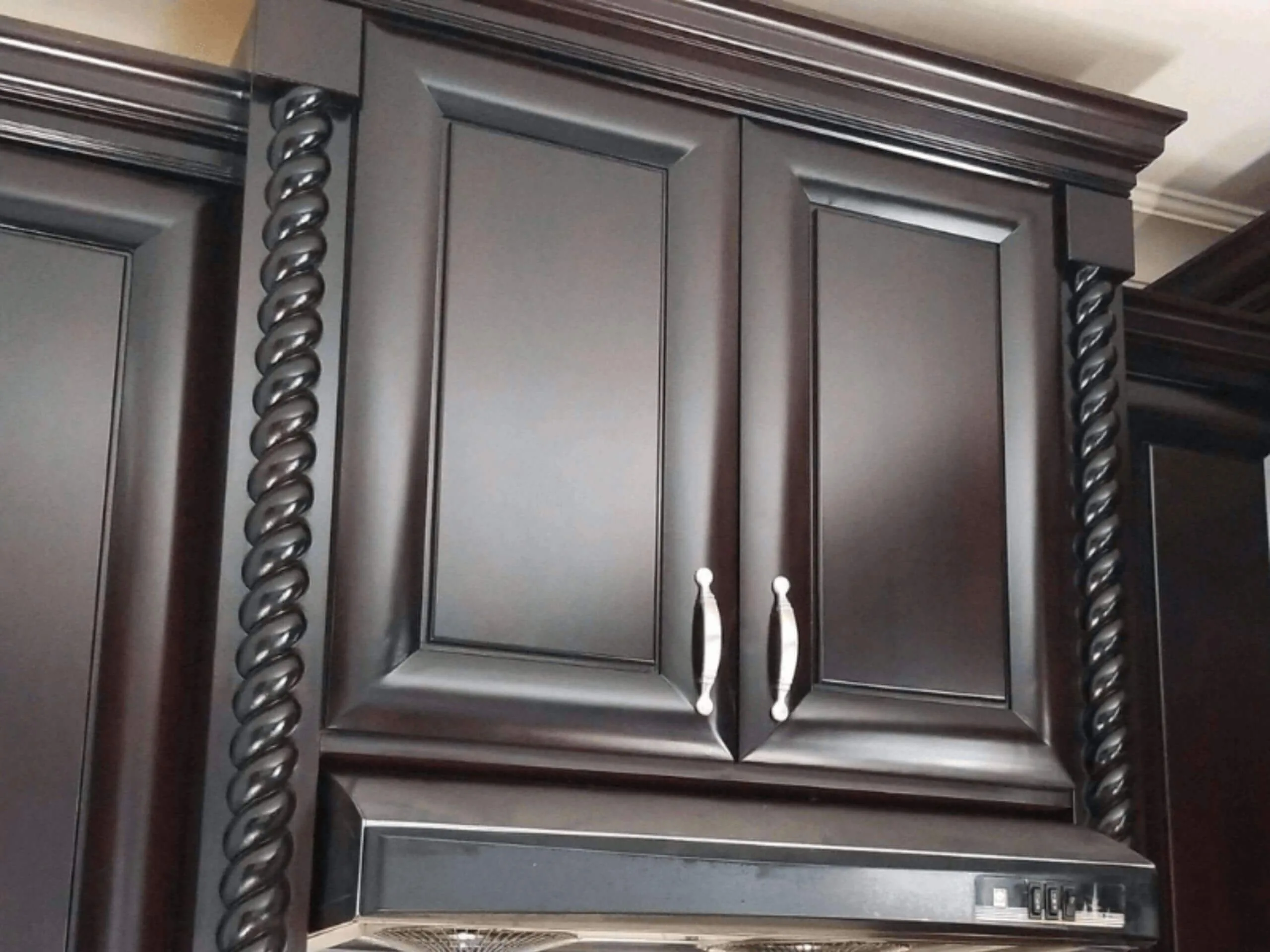 Dark navy refinished cabinets