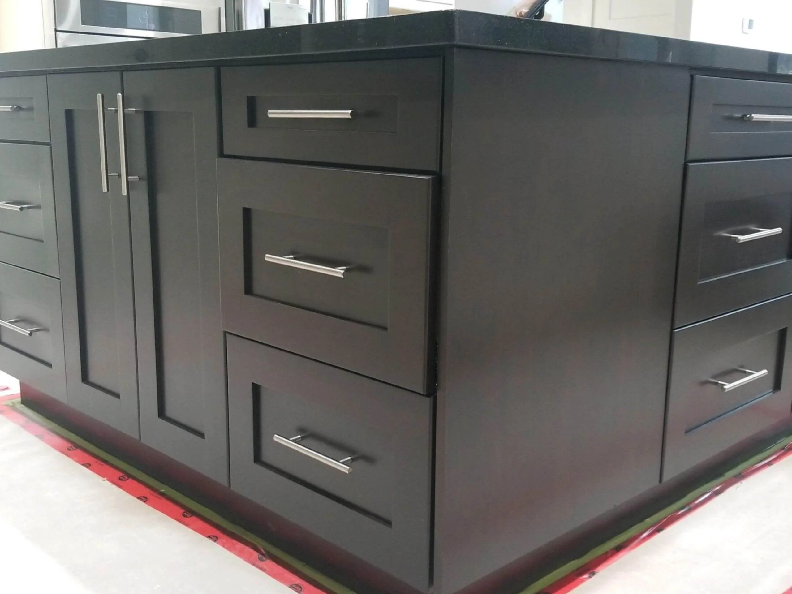 Charcoal refinished kitchen cabinets