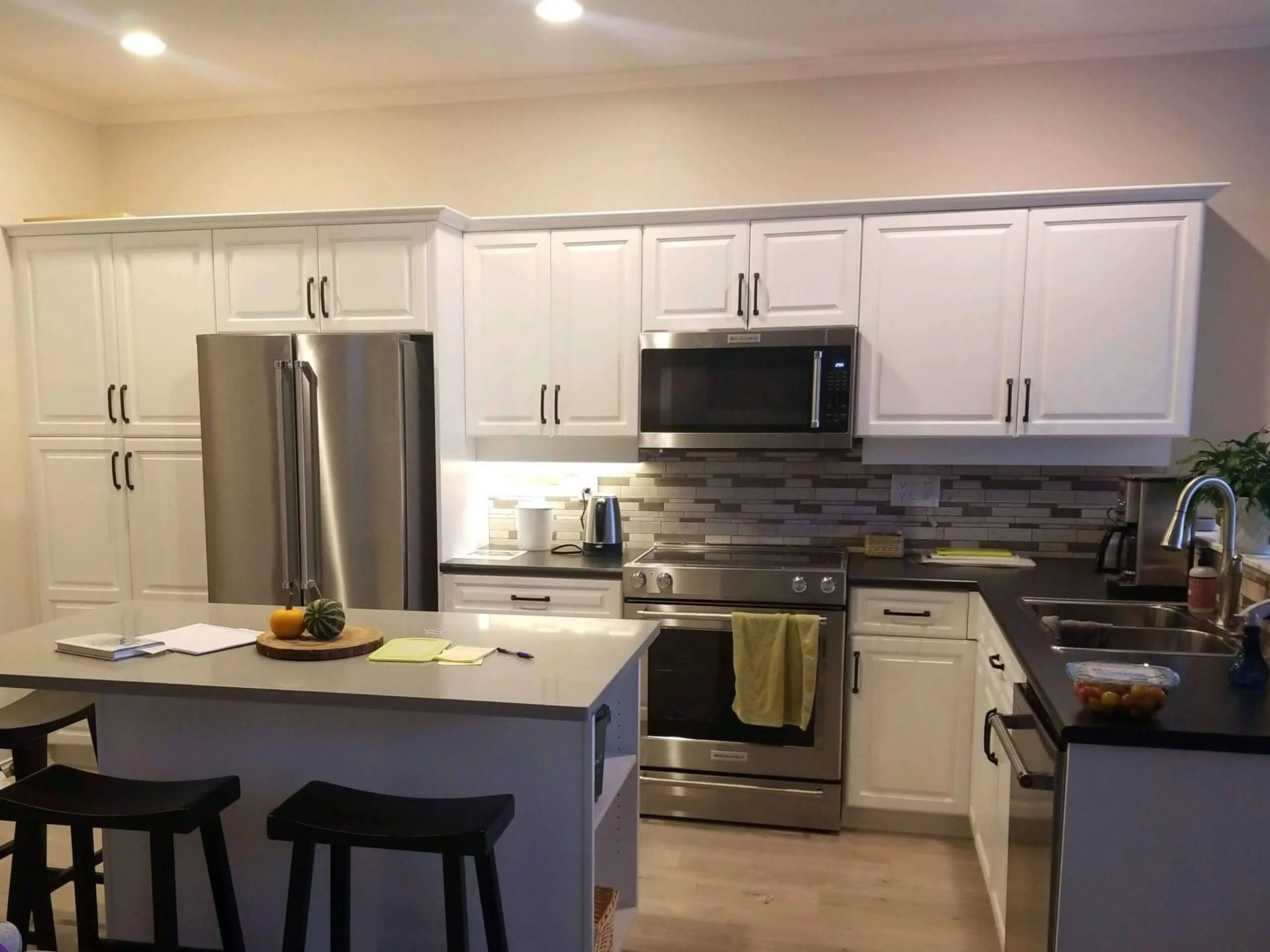 Modern kitchen with refinished cabinets